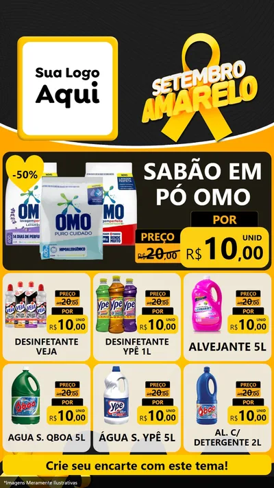 Modelo de Rede Social para Stories com o tema Setembro Amarelo para Produtos de Limpeza
