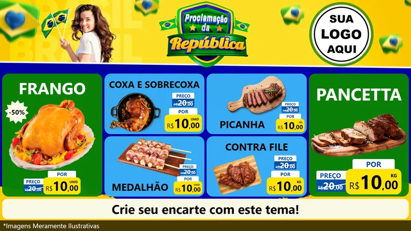 Modelo de TV para TV Horizontal com o tema Proclamação da República para Assados