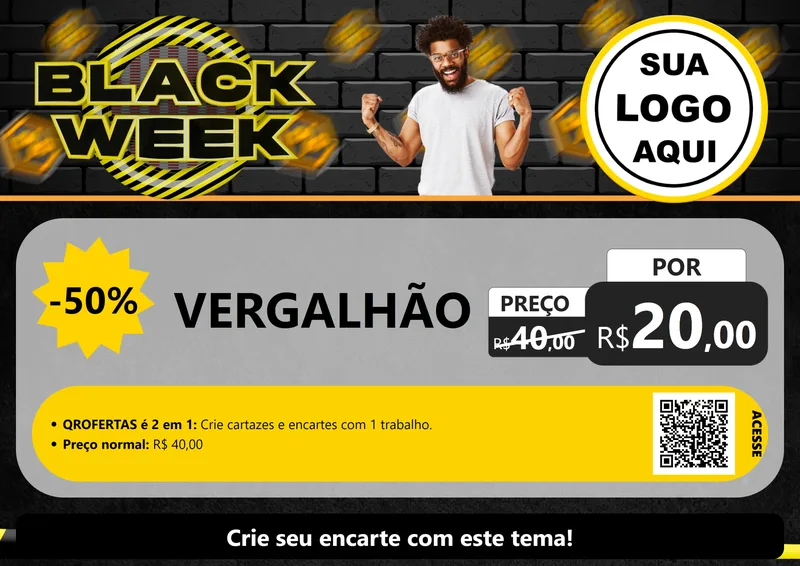 Modelo de Cartaz para Cartaz A4 Horizontal com o tema Black Week para Ferragens