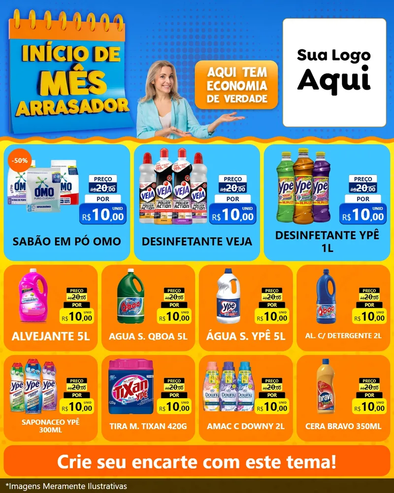 Modelo de Rede Social para Feed Instagram com o tema Início de Mês Arrasador para Produtos de Limpeza
