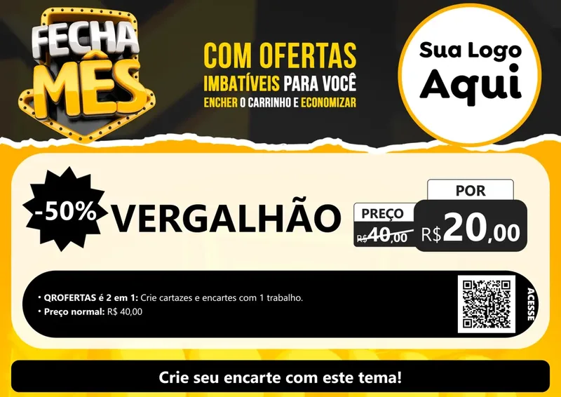 Modelo de Cartaz para Cartaz A4 Horizontal com o tema Fecha Mês para Ferragens