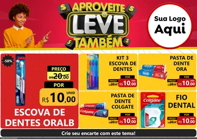 Modelo de Encarte para Encarte A4 Horizontal com o tema Aproveite e Leve Também para Higiene Pessoal