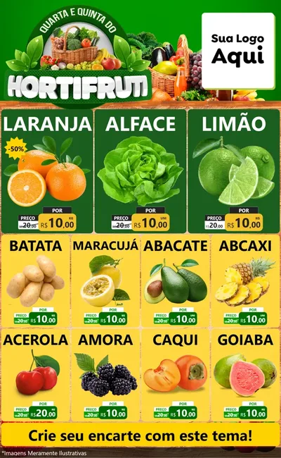 Modelo de Encarte para Encarte Grande com o tema Quarta e Quinta do Hortifruti para Hortifrúti