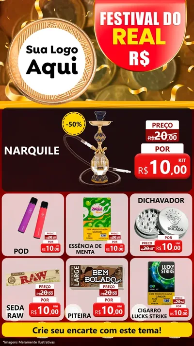 Modelo de Rede Social para Stories com o tema Festival do Real para Tabacaria