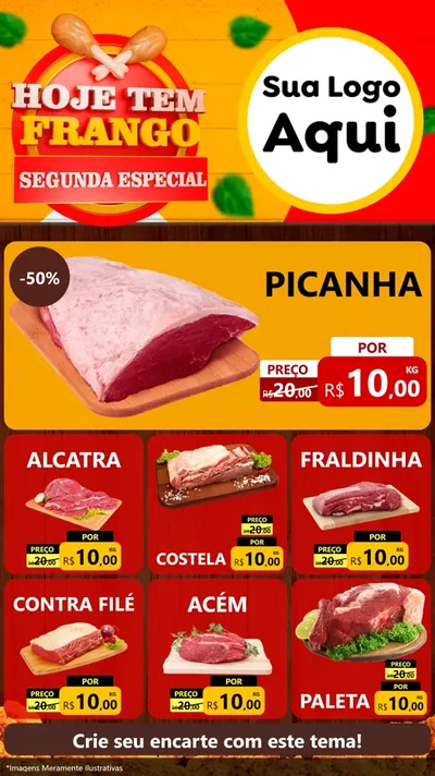 Modelo de Rede Social para Stories com o tema Hoje tem Frango Segunda Especial para Açougue