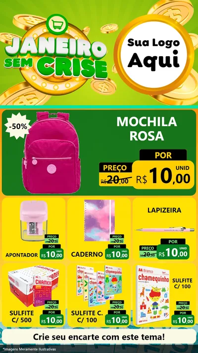 Modelo de Rede Social para Stories com o tema Janeiro Sem Crise para Papelaria