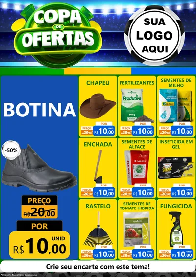 Modelo de Encarte para Encarte A4 Vertical com o tema Copa de Ofertas para Agropecuária