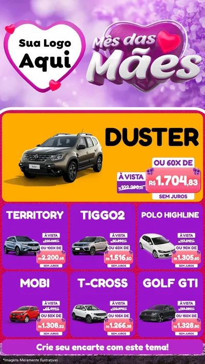 Modelo de Rede Social para Stories com o tema Mês das Mães para Concessionaria de Carros