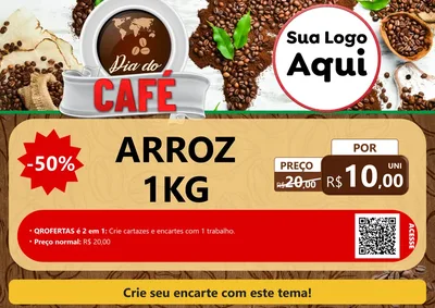 Modelo de Cartaz para Cartaz A4 Horizontal com o tema Dia do Café para Supermercado
