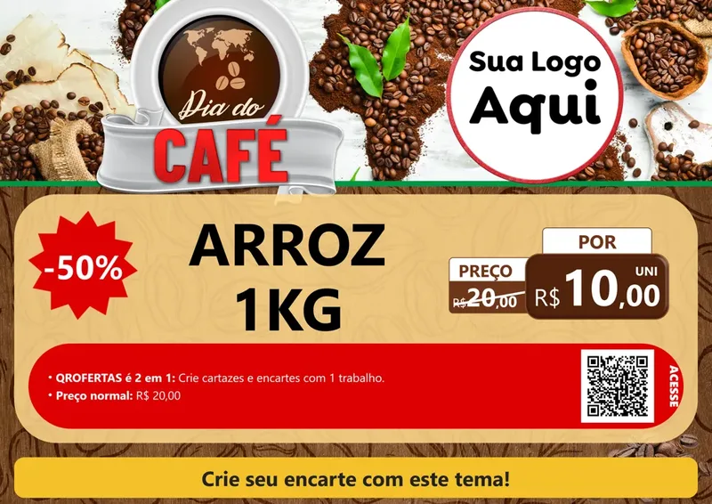 Modelo de Cartaz para Cartaz A4 Horizontal com o tema Dia do Café para Supermercado