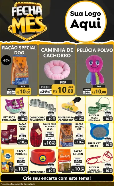 Modelo de Encarte para Encarte Grande com o tema Fecha Mês para Pet Shop