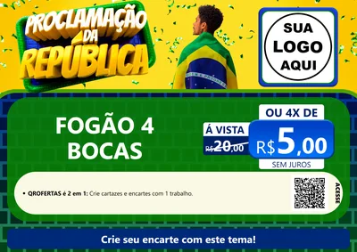 Modelo de Cartaz para Cartaz A4 Horizontal com o tema Proclamação da República para Móveis e Eletro