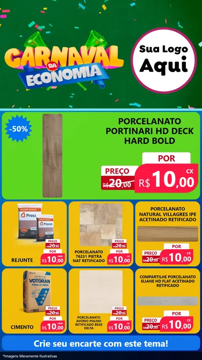 Modelo de Rede Social para Stories com o tema Carnaval da Economia para Pisos e revestimentos