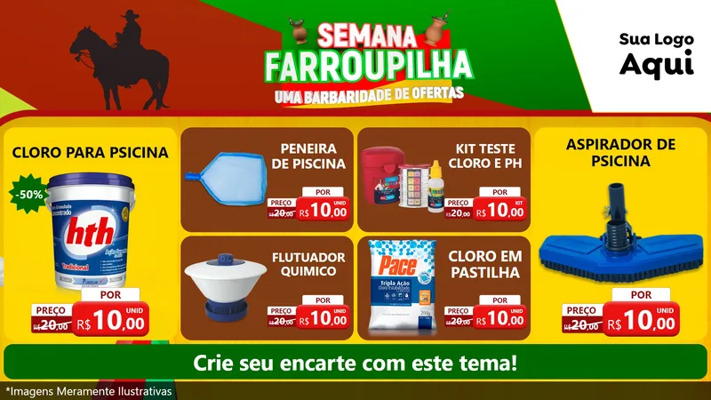 Modelo de TV para TV Horizontal com o tema Semana Farroupilha - Uma Barbaridade de Ofertas para Produtos para Piscina