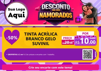 Modelo de Cartaz para Cartaz A4 Horizontal com o tema Desconto Dia dos Namorados para Tintas e Ferramentas