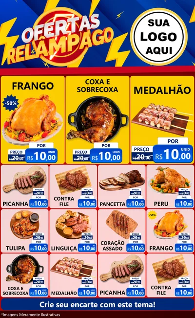 Modelo de Encarte para Encarte Grande com o tema Ofertas Relâmpago para Assados