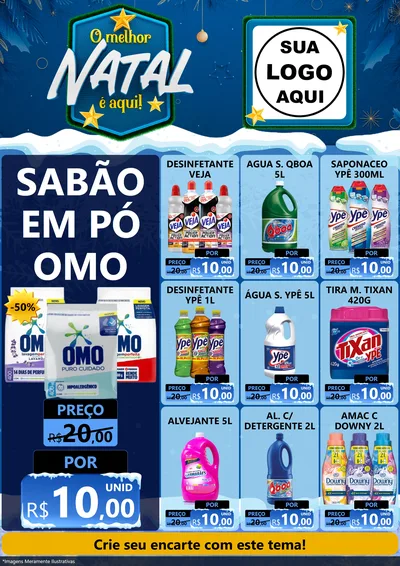 Modelo de Encarte para Encarte A4 Vertical com o tema O Melhor Natal É Aqui! para Produtos de Limpeza