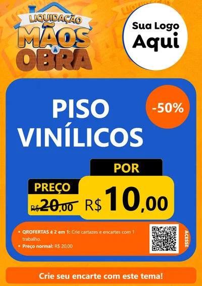 Modelo de Cartaz para Cartaz A4 Vertical com o tema Liquidação Mãos à Obra para Material para Construção