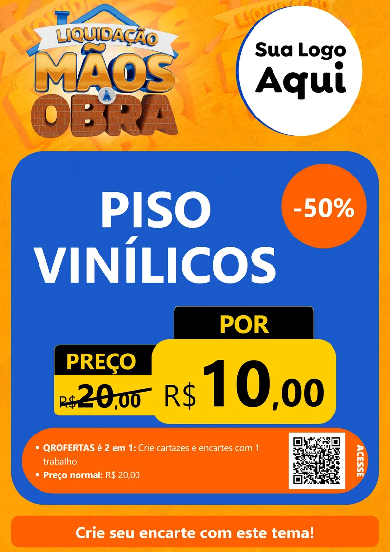 Modelo de Cartaz para Cartaz A4 Vertical com o tema Liquidação Mãos à Obra para Material para Construção