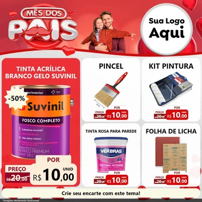 Modelo de Rede Social para Feed Facebook com o tema Mês dos Pais para Tintas e Ferramentas