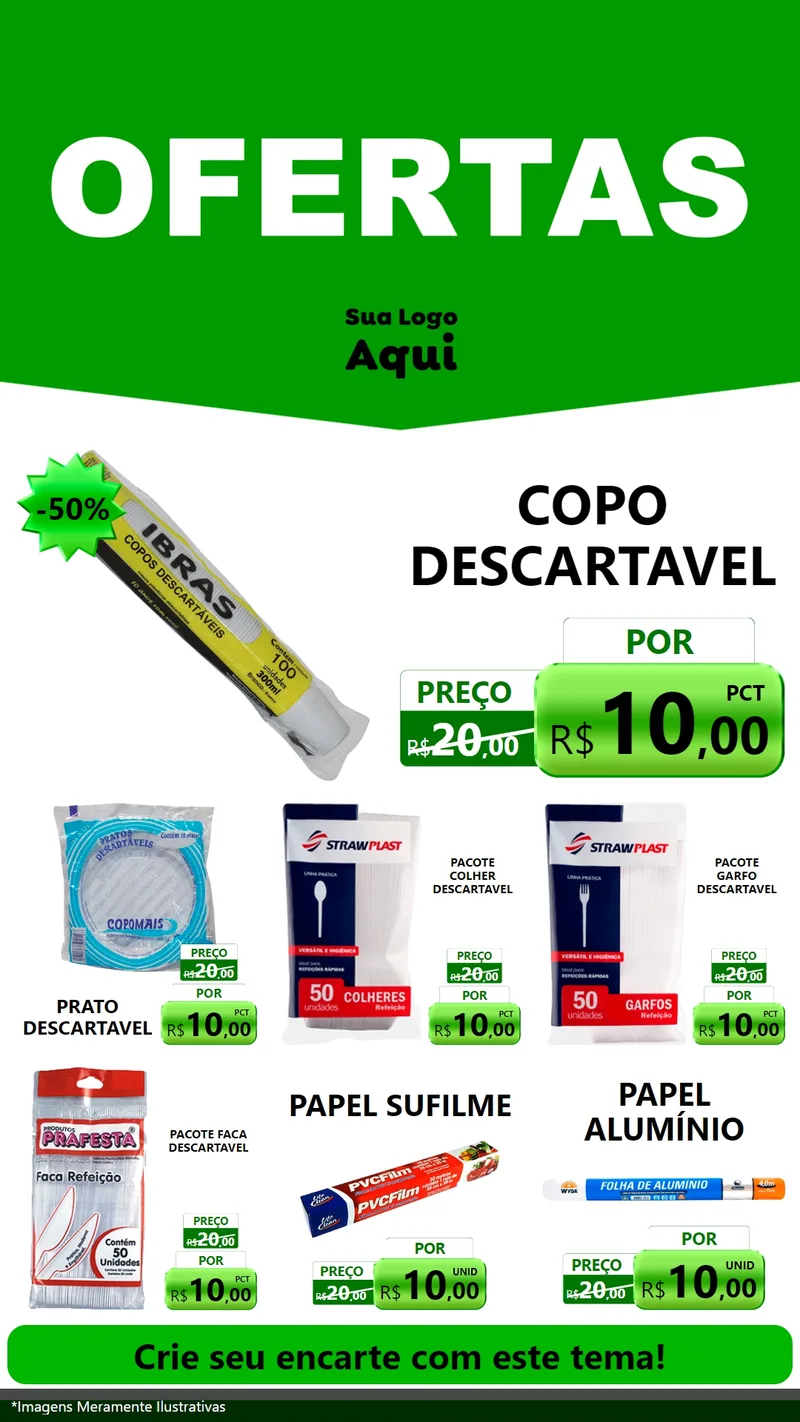 Modelo de Rede Social para Stories com o tema Ofertas Verde Cartaz para Embalagens