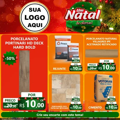 Modelo de Rede Social para Feed Facebook com o tema Um Natal de Ofertas para Pisos e revestimentos