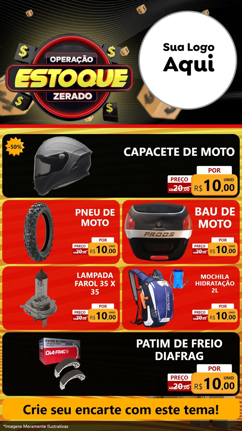 Modelo de TV para TV Vertical com o tema Operação Estoque Zerado para Moto peças