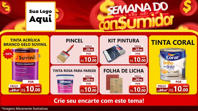 Modelo de TV para TV Horizontal com o tema Semana do Consumidor para Tintas e Ferramentas