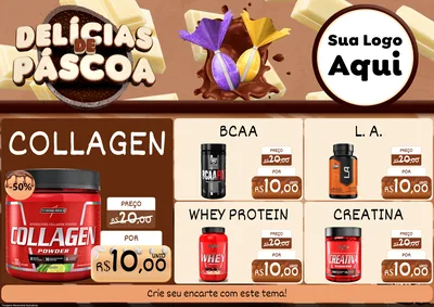 Modelo de Encarte para Encarte A4 Horizontal com o tema Delícias de Páscoa para Suplementos alimentares