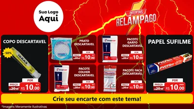 Modelo de TV para TV Horizontal com o tema Ofertas Relâmpago para Embalagens
