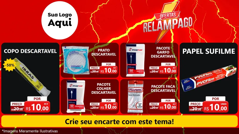 Modelo de TV para TV Horizontal com o tema Ofertas Relâmpago para Embalagens