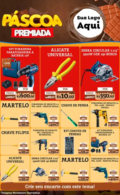 Modelo de Encarte para Encarte Grande com o tema Páscoa Premiada para Maquinas e Ferramentas