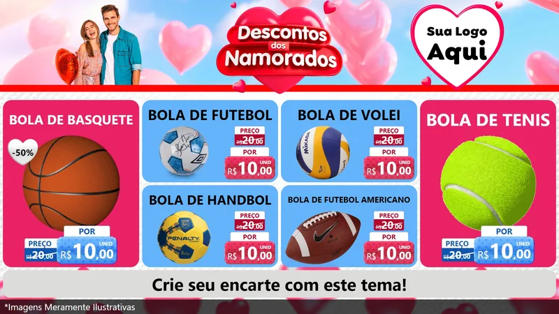 Modelo de TV para TV Horizontal com o tema Descontos dos Namorados para Artigos Esportivos