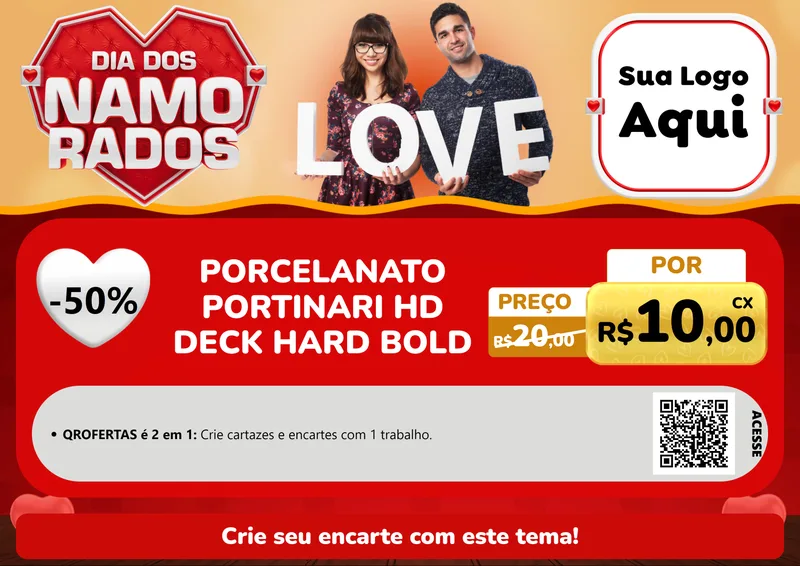 Modelo de Cartaz para Cartaz A4 Horizontal com o tema Dia dos Namorados para Pisos e revestimentos