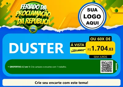 Modelo de Cartaz para Cartaz A4 Horizontal com o tema Feriado da Proclamação da República para Concessionaria de Carros