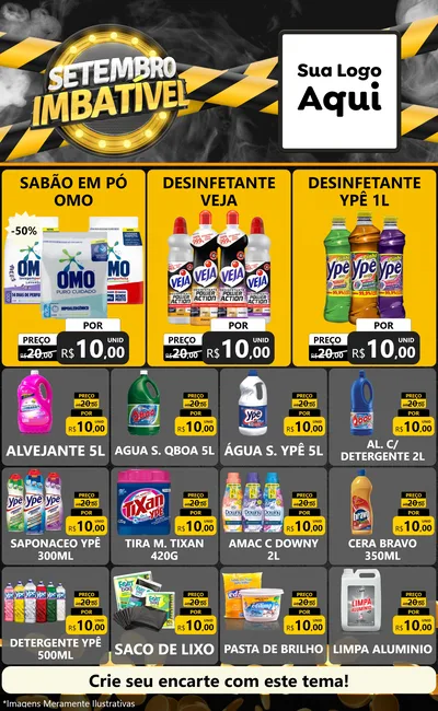 Modelo de Encarte para Encarte Grande com o tema Setembro Imbatível para Produtos de Limpeza