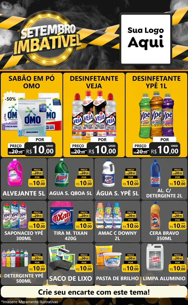 Modelo de Encarte para Encarte Grande com o tema Setembro Imbatível para Produtos de Limpeza