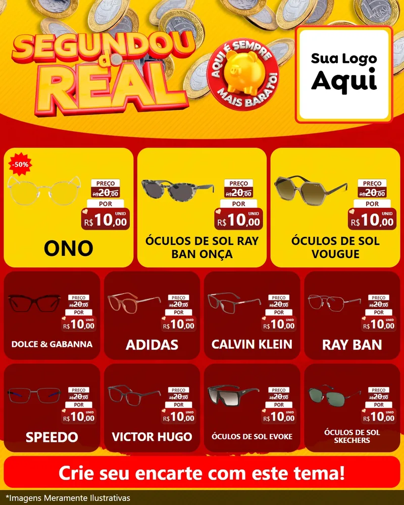 Modelo de Rede Social para Feed Instagram com o tema Segundou do Real para Óticas