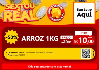 Modelo de Cartaz para Cartaz A4 Horizontal com o tema Sextou do Real para Supermercado