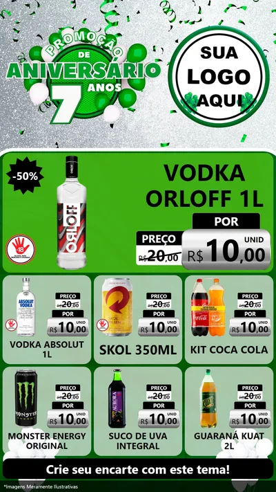 Modelo de Rede Social para Stories com o tema Promoção de Aniversário - 7 Anos para Distribuidora de bebidas