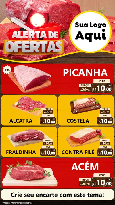 Modelo de TV para TV Vertical com o tema Alerta de Ofertas para Açougue