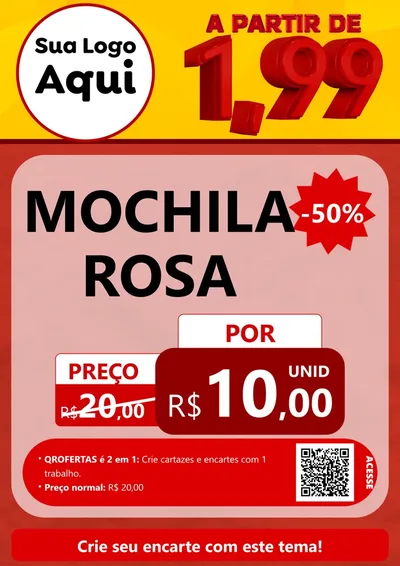 Modelo de Cartaz para Cartaz A4 Vertical com o tema A Partir de Um e Noventa e Nove - 1,99 para Papelaria