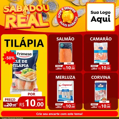 Modelo de Rede Social para Feed Facebook com o tema Sabadou do Real para Peixaria