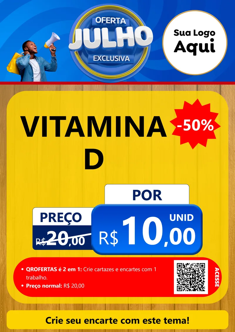 Modelo de Cartaz para Cartaz A4 Vertical com o tema Oferta Exclusiva, Julho para Farmácia