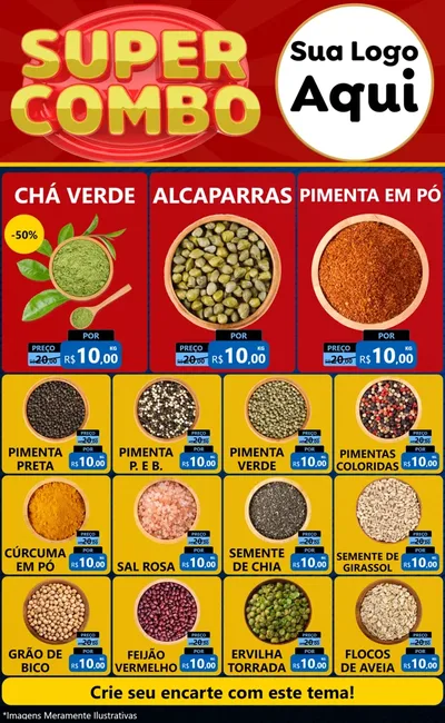 Modelo de Encarte para Encarte Grande com o tema Super Combo para Produtos Naturais