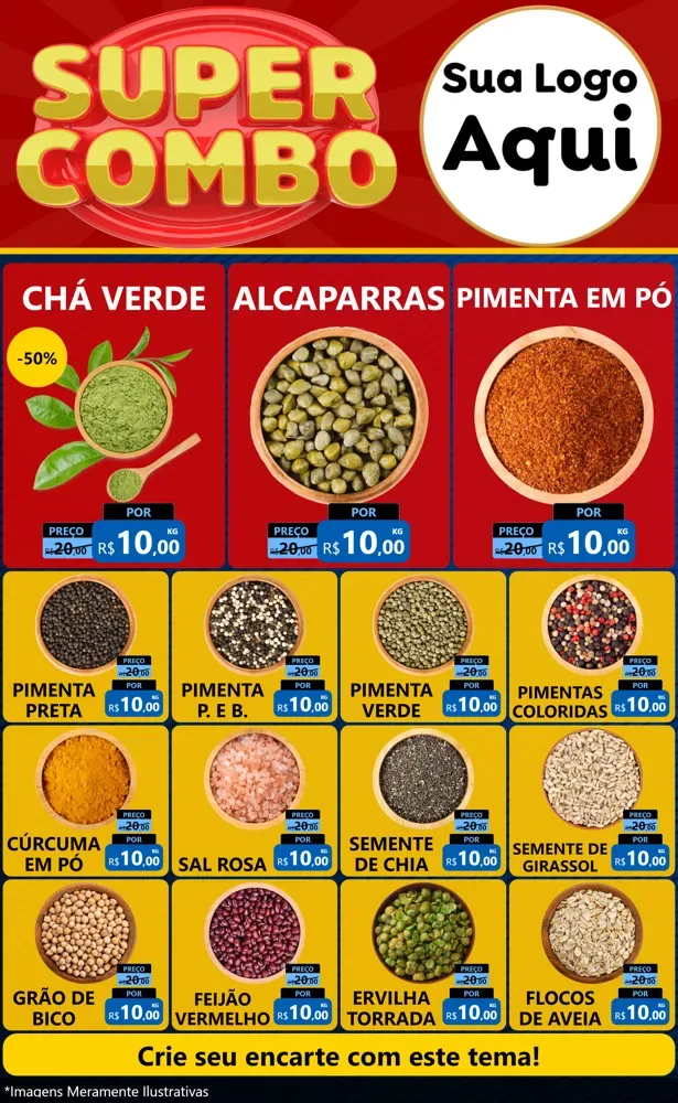 Modelo de Encarte para Encarte Grande com o tema Super Combo para Produtos Naturais