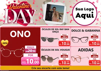 Modelo de Encarte para Encarte A4 Horizontal com o tema Valentine's Day para Óticas