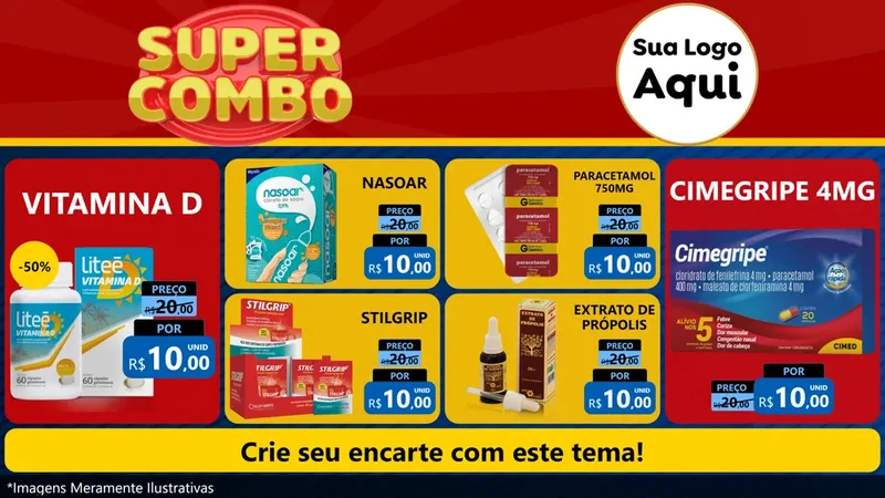 Modelo de TV para TV Horizontal com o tema Super Combo para Farmácia