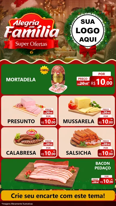 Modelo de TV para TV Vertical com o tema Alegria Em Família - Super Ofertas para Frios e Laticínios