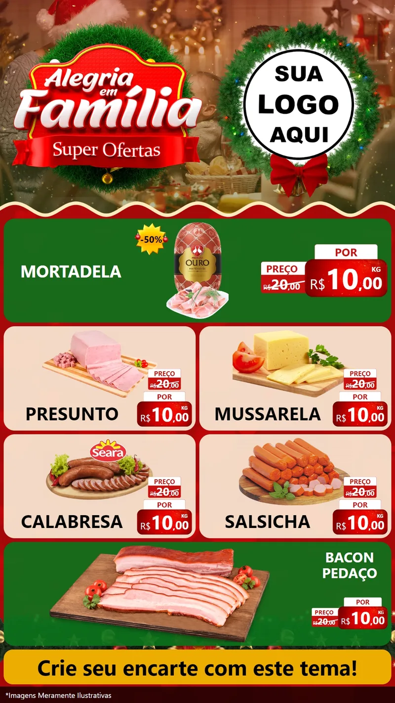 Modelo de TV para TV Vertical com o tema Alegria Em Família - Super Ofertas para Frios e Laticínios